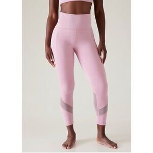 Athleta L Salutation Stash High Rise Mesh 7/8 Leggings Begonia Pink Large